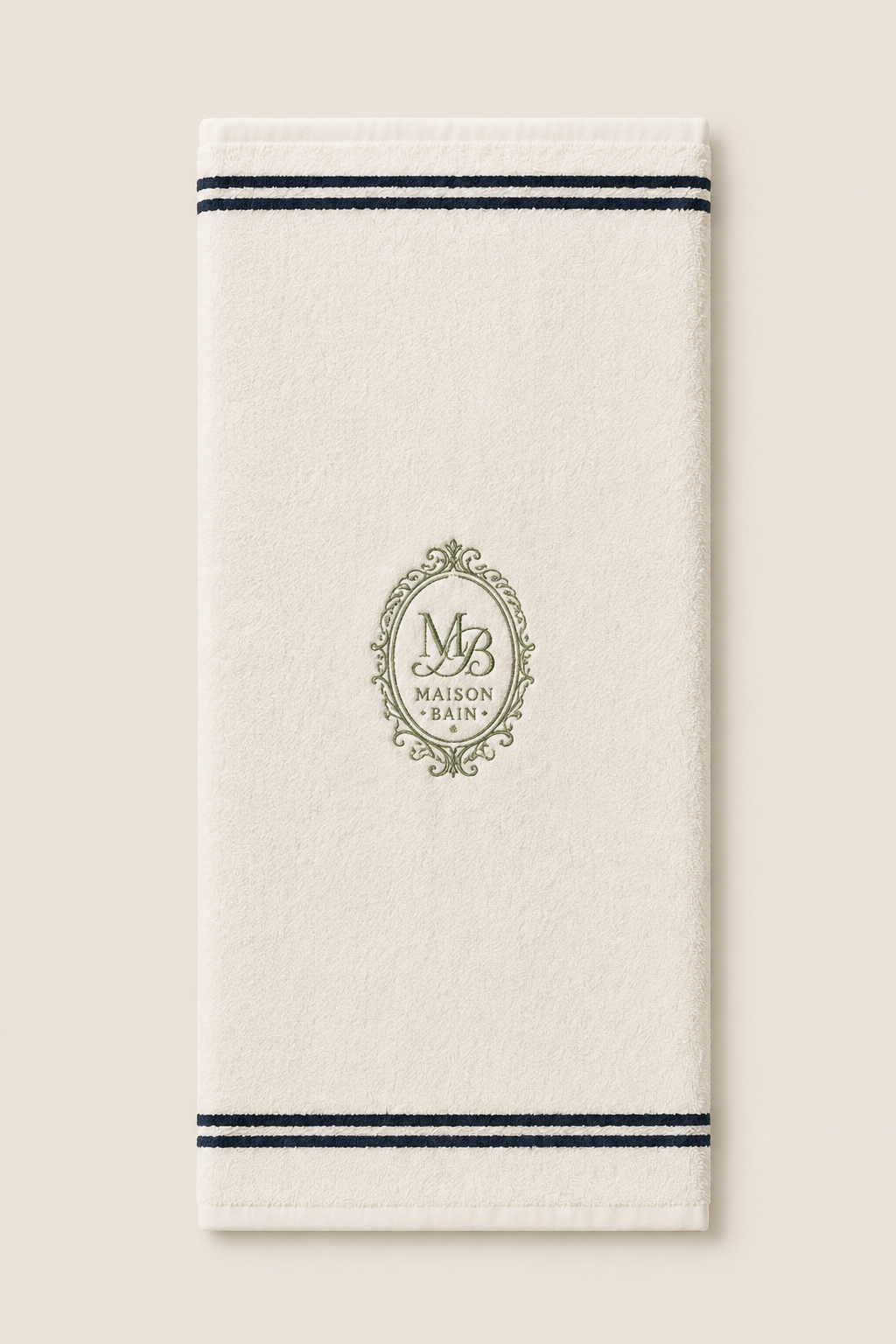 Undyed organic cotton monogram towel